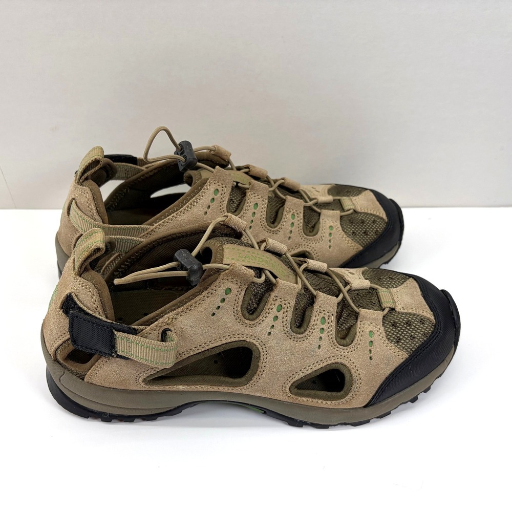 Lands End Water Shoes Hiking Sandals Tan Green Mens Size 8 B VGC - Picture 5 of 13